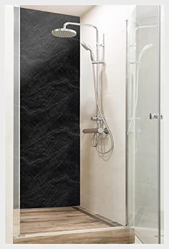 mySPOTTi Fresh - Selbstklebende Duschrückwand zum Aufkleben aus hochwertigem Material. Einfache Montage (90 x 210 cm, Slate)