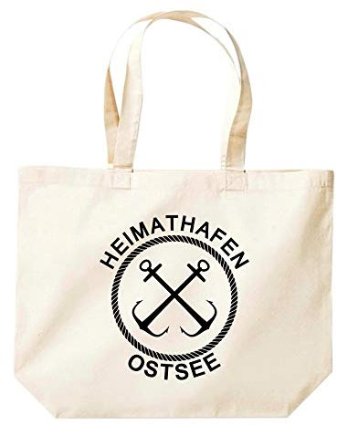 ShirtInStyle Beutel Tasche, Heimathafen Ostsee Tasche Großer Beutel, Jute, Shopper, Beutel, Tasche, Urlaub, Meer, See, Heimatort, Urlaub, Zu Haus, Farbe Natur