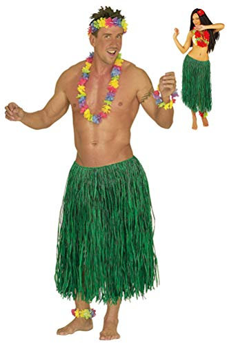 Karneval-Klamotten Hawaii Kostüm Hawaii-Rock Damen Herren Bast grün 78 cm. Einheitsgröße