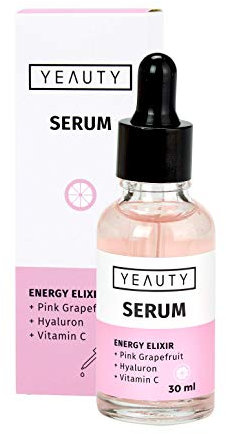 YEAUTY ENERGY ELIXIR SERUM, die Dreifachpower aus Pink Grapefruit, Hyaluronsäure und Vitamin C für eine jugendliche Leuchtkraft und Vitalität der Haut, 1x 30ml