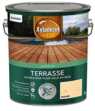 Xyladecor - Saturateur pour Sols Extérieurs en Bois - Terrasses, Abords de Piscine, Caillebotis - Antidérapant - Couleur : Mat Incolore - Quantité : 5L - 5324229