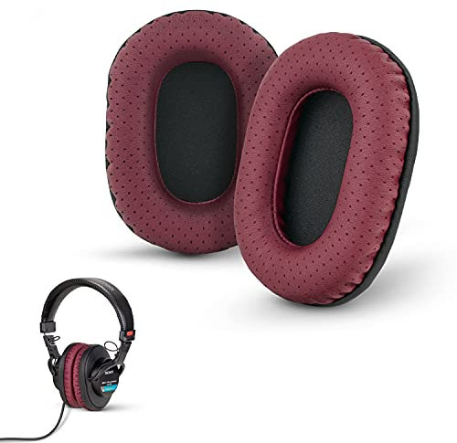 Brainwavz Perforated Replacement Earpads for Sony MDR 7506, V6 & CD900ST with Memory Foam Ear Pad & Suitable for Other On Ear Headphones (Red)