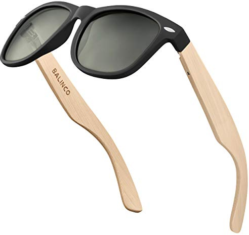 Balinco Set de lunettes de soleil en bambou pour hommes et femmes - avec lentilles polarisées TAC pour une vision intense - durable & durable - incl. une boîte cadeau pratique