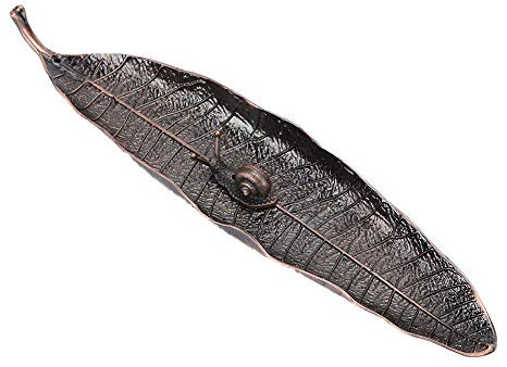 Soporte para Varilla de Incienso, Bandeja de Quemador de Incienso en Forma de Hoja de aleación de Zinc con decoración de Caracol para la Oficina de Yoga de meditación en el hogar