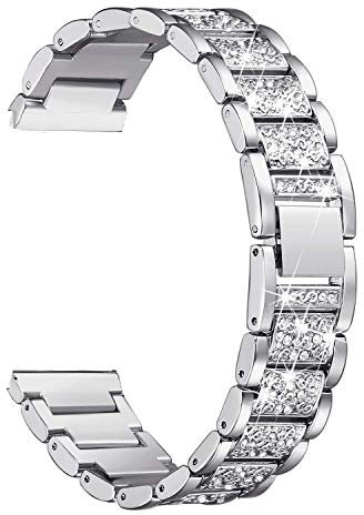 Giaogor Armband Kompatibel für Fossil Gen 5e Damen Smartwatch, Damen mit Diamant Premium Edelstahl Bracelet Gurt für Fossil Damen Touchscreen Smartwatch 5E (Silber)