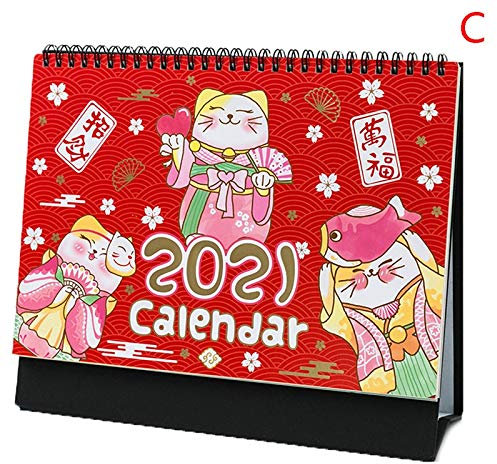 Kalender Kalendarien 2021 Kalender Cartoon Desk Kalender Tisch Kalender Fahrplanplaner 2020.08-2021.12 Kalender Terminkalender (Color : C)