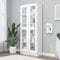 Tidyard Vitrinenschrank Bücherschrank Aktenschrank Büroschrank Bücherregal Schrank für Wohnzimmer, Spanplatte, Glas 82,5x30,5x185,5 cm Hochglanz-Weiß