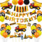 jiuzcare Bagger Geburtstag Deko 54pcs Baustelle Party Dekoration Kindergeburtstag Truck Luftballons Bau Dekorationen Happy Birthday Banner Folienballons Geburtstagsdeko Jungen Baufahrzeug Luftballon