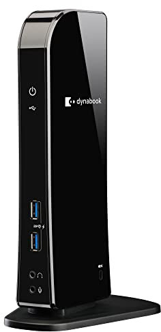 Dynabook Docking Station - USB-Hub mit Unterstützung für Zwei HD-Computermonitore - HDMI und DVI, Gigabit LAN - 6 USB-Anschlüsse - minimalistisches vertikales Design - Sleep-and-Charge-Technologie