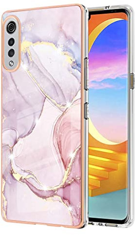 SEAHAI Hülle für LG Velvet 5G/4G, Bunte Muster Ultra Dünn Glänzend Weich Silikon TPU Stoßfest Handyhülle Cover Flexibel Handytasche Schutzhülle - Roségold