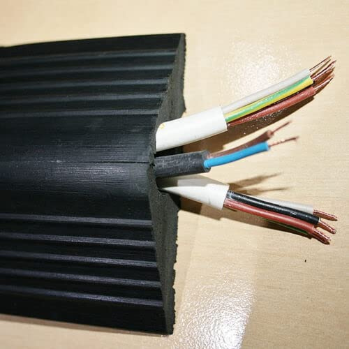Heavy Duty Black Rubber Floor Cable Wire Cover Tidy Protector Safety Trunking Bumper Ramp (2 Metres)