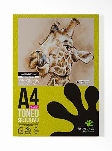 Artgecko Pro Toned Tan Skizzenblock, A4, Hochformat, 30 Blatt, 200 g/m²