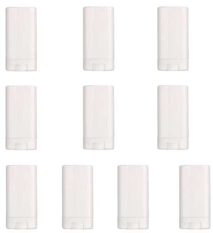 10Pcs 15ml Empty Plastic Oval Deodorant Containers Refillable Cosmetic Containers Lip Balm Tubes for DIY Homemade Deodorant Lip Balm Solid Fragrance Crayon Chapstick