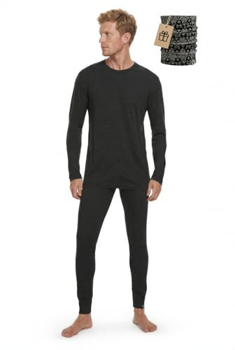 MERINNOVATION Merino Wool Base Layer Set for Men 100% Merino Wool Long Sleeve Thermal Underwear Lite - Midweight Top, Bottom