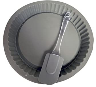 PACK Molde silicona quiché y tarta redonda + espátula silicona 24 cm. con mango de PVC / molde de bizcocho con utensilio / repostería fácil con accesorio / molde de tarta / limpieza sencilla