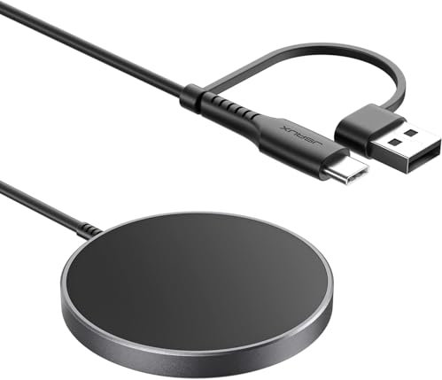 JSAUX 15W Mag-Safe Ladegerät mit Ständer Magnetisches Kabelloses Wireless Charger Pad Induktive Ladestation Kompatibel für MagSafe Ladegerät iPhone 16/16 Pro Max 15/15 Pro/15 Pro Max 14 13 12 Grau