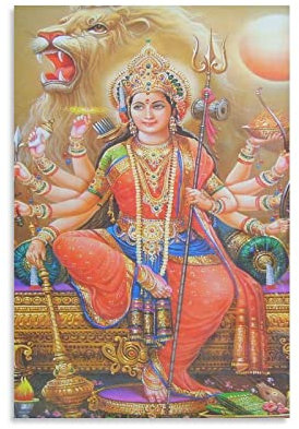 Shakti Maa Hinduismus-Poster, indische Götter, religiöse Ritualkultur, Bilddruck, Leinwand-Poster, Wandkunst, modernes Zuhause, Kunstwerke, 40 x 60 cm