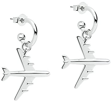 Beydodo Ohrringe Silber 925, Ohrstecker Damen C Form mit Flugzeug Silber Gold Ohrringe Nickelfrei Modeschmuck
