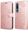 DENDICO Hülle für Xiaomi MI 10 / MI 10 Pro, PU Leder Magnetverschluss Flip Handyhülle Schutzhülle mit Standfunktion und Kartenfach für Xiaomi MI 10 / MI 10 Pro, Roségold