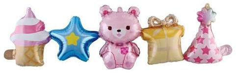 Palloncino in stagnola con orsetto rosa, 90 cm