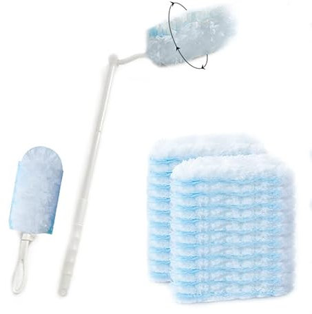 Disposable Dusters for Cleaning,Trap & Lock dust,Hair, Fit Almost Duster Handle, Package Including 20 Fluffy Refills and 2 Handle.