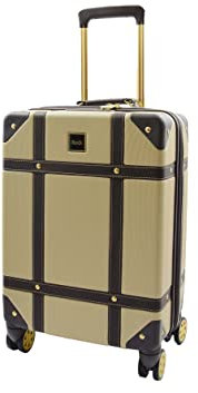 A1 FASHION GOODS Retro Hartschalen-Koffer, 8 Räder, Koffer, Reisetasche, archaisch, gold, Cabin | 55 x 35 x 22cm, 3kg, Hartschalengepäck mit Spinnrädern