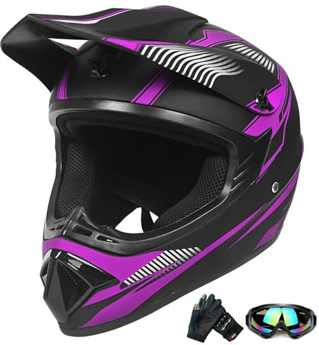 Casque de Motocross pour Les Adolescents, Casque de Vélo pour Les garçons et Les Filles, Casque de Moto personnalisé, Norme ce (La Couleur Violette, S)