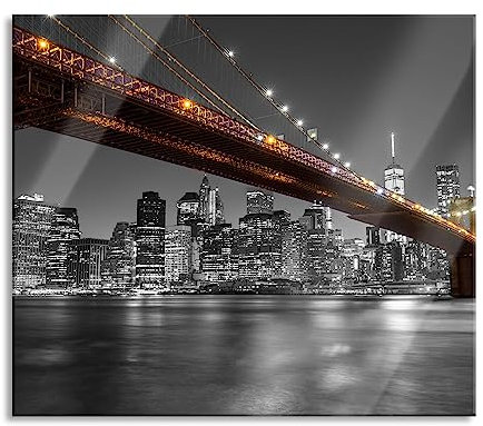 Skyline von Manhattan Herdabdeckplatte & Spritzschutz aus Echtglas | Für Herd-Kochfelder | 60x52 cm