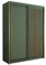 BETTSO - Kleiderschrank Schiebetüren - Schrank Grün - 150cm breit, 213 cm hoch, 62 cm tief - Garderobenschrank mit Kleiderstange und Einlegeböden - Dekorative Gold Leisten