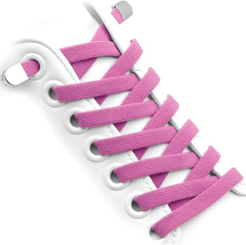WEGOODZF Lacets élastiques plats pour baskets : 8 mm de large, lacets plats avec métal rapide, 2 paires pour chaussures de sport pour enfants et adultes, 12 rose rouge, 120CM (47)