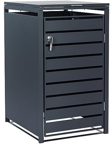 Zelsius Mülltonnenbox 1er Mülltonne | (B) 68 x (T) 80 x (H) 117 cm | Anthrazit RAL 7016 | inkl. Erweiterungsmöglichkeit | Mülltonnenverkleidung, 1 Tonne, Müllhaus, Aufbewahrungsbox
