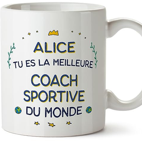 Mugffins Tasses Personnalisables pour COACH SPORTIVE femme - En Français - Cadeau Personalisé- Meilleur du Monde - 11 oz / 330 ml