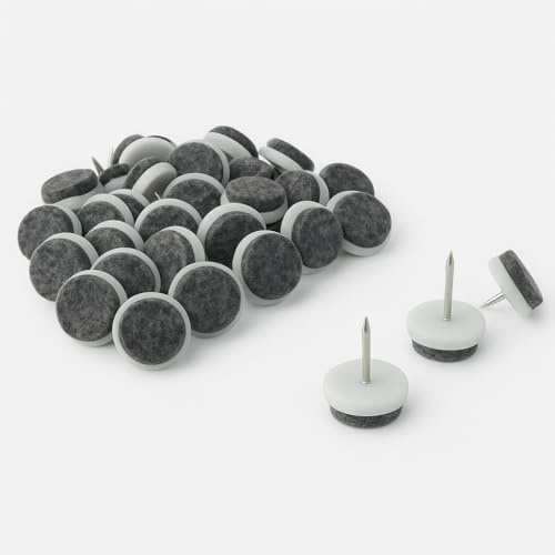 24 Pcs Felt Floor Protectors – Nail-In Anti-Skid Pads for Furniture Legs – Heavy Duty Chair & Table Leg Feet Caps – Wood Floor Scratch Protection