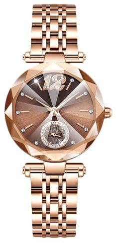 RORIOS Damen Elegant Armbanduhr Diamant Wasserdicht Uhr Frauen Analog Quarz Uhr Edelstahl Armband Damenuhren
