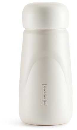 Miquelrius - Botella isotérmica, Medida Ø70 x 175 mm, Capacidad 350 ml, Cierre hermético de rosca, Botella de acero inoxidable libre BPA, Color Blanco