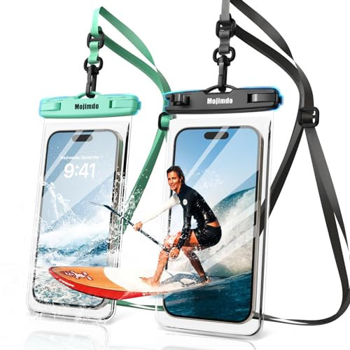 Mojimdo 8,0 Große wasserdichte Handyhülle - IPX8 Unterwasser Handytasche | Urlaub Must Haves | Wasserfeste Hülle für Tauchen Schwimmen für iPhone 15 14 13 12 Pro Max Samsung S23 S22-2er Pack
