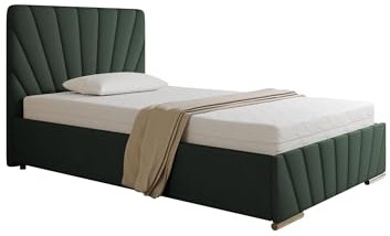 RAY Polsterbett 120 x 200 cm Doppelbett mit Stauraum aus Kiefernholz, Schlafzimmer, Bequem, Modern, Stilvoll-grün