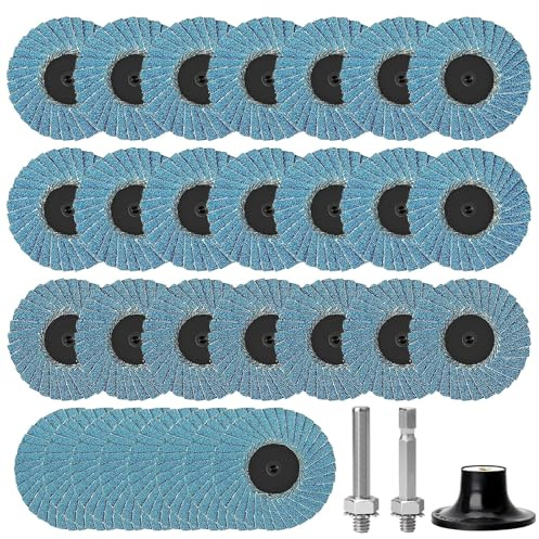 32 Stück Fächerscheiben 50mm, 2 zoll Schleifscheiben 50mm, Korn 40/60/80/120, Winkelschleifer Chleifmopteller Schleifscheiben Flap Disk für Metall Holz Stahl, Zirkonkorund Schruppscheibe