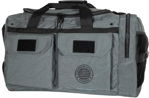 Serious Steel Fitness Sporttasche, 1000D Nylon, strapazierfähig, GRAU, Seesack (Big Bud)