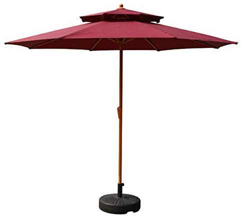 YUZHEDM Sonnenschirm für den Garten, Terrassenschirm, Sonnenschirm für den Außenbereich, doppellagiger Grill-Tischschirm/große Marktschirme mit 8 Rippen und Verstellbarer Kurbel, 2,7 m/9 Fuß