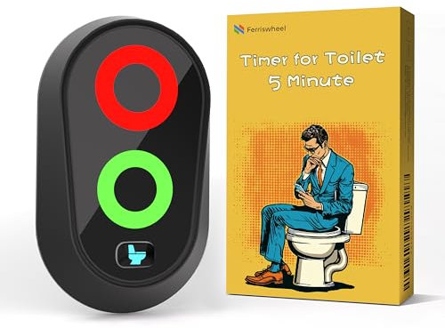 5 Minuten Timer für Toilette, lustiges Geschenk für Papa Mama, Festival Neuheit Geschenk für Vatertag, Geburtstag, Weihnachten, Thanksgiving, weißer Elefant, wasserdichter Timer mit Lichtern (Schwarz)