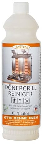 Lorito Dönergrillreiniger, 1 Liter Konzentrat, Reinigungsmittel für Edelstahl, Backofen, Grill, Ceranflächen, Kochfeld, Küchengeräte