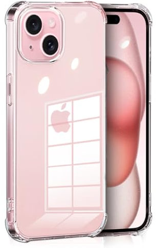 DEREAFF Case for iPhone 15 (6.1-Inch), Clear 15 Case Hard PC Back & Soft TPU Shockproof Anti-Scratch Phone Bumper Cover for iPhone 15, Clear