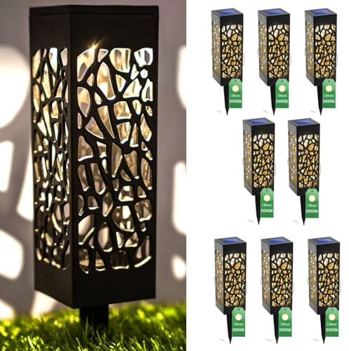 LUMILED 8x Solarleuchten für außen Garten Solarlampen mit Erdspieß Solarlampe Warmweiß 3000K Solar Gartenleuchte 28 cm Solar Wegbeleuchtung Bodenleuchte Blumenkasten für Rasen, Terrasse