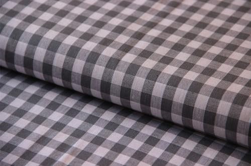 Baumwolle bedruckt Karo Meterware - Baumwollstoff kariert - BW Webware Landhaus *Ab 50cm, Farbe: 061 h.grau