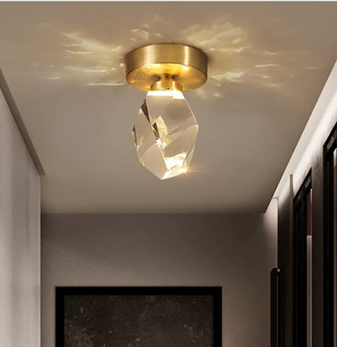 SSNCcNC LED Kristall Deckenleuchte Kreativ Klein Deckenlampe Moderne Einfache Flurlampe Golden Kronleuchter Metall Gang Korridor Eingang Gang Badezimmer Büro Kitchen Innenbeleuchtung Warmes Licht