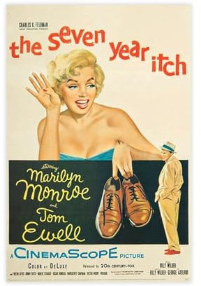 jaeilkd Filmposter The Seven Year Itch, Vintage-Filmposter, Leinwand, Schlafzimmer, Dekoration, Landschaft, Büro, Raumdekoration, Geschenk, 60 x 90 cm