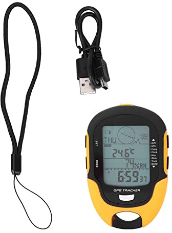 GPS-Navigationsempfänger, Tragbarer Höhenmesser und Barometer für Outdoor-Enthusiasten, Gelb und Schwarz