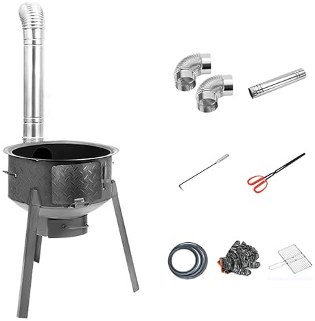 Gtzly Holzofen, Haushalts-Holzofen, Gemusterte Stahlplatte, Mobiler Camping-Zeltofen Im Freien for Kochen, Camping, Zelt, Wandern, Angeln(48 cm/19 in)