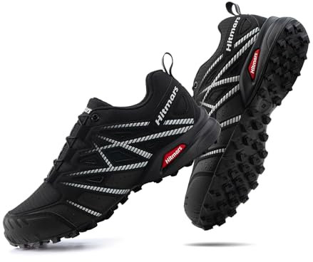 Hitmars Trailrunning Schuhe Männer Damen Trail Running Schuhe Herren Traillaufschuhe Trekkingschuhe Wanderschuhe Laufschuhe Unisex Schwarz-Weiss 1 EU 39